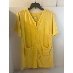 Pacific‎ Cove Swim Suit terry cloth cover up medium m yellow zip up rn#58909